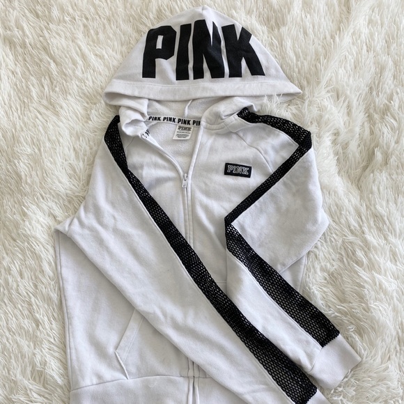 PINK Victoria's Secret Jackets & Blazers - White Fishnet Sleeve Jacket